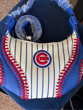 MLB Chicago Cubs Blue White Red Baseball-Stitch Shoulder Bag
